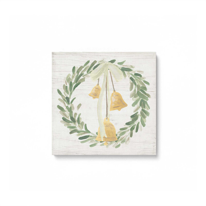 «Holiday Bells Wreath I», reproduction sur toile roulée, Toile tendue, H 12 po x l 12 po x P 1,25 po