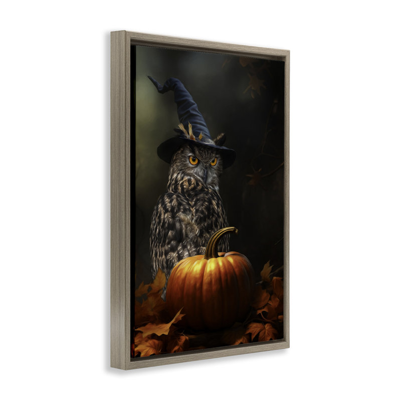 Cadre flottant Bewitching Gaze of Owl, design par Kelley Parker, H 25 po x l 17 po, Cadre flottant orme Montalcino