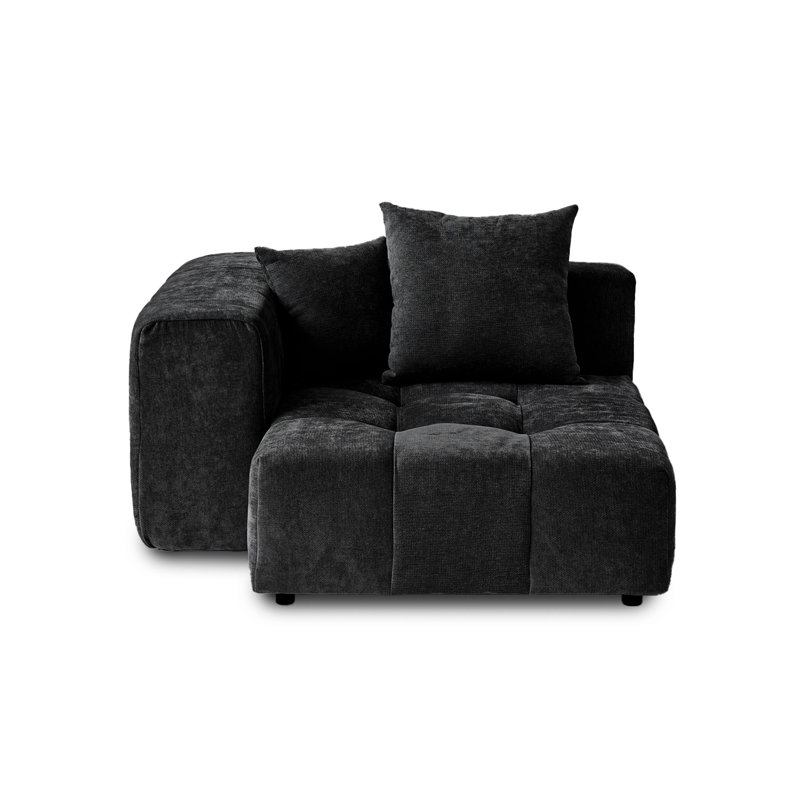 Upholstered Modern Linen Fabric One-Armed Chair, Black