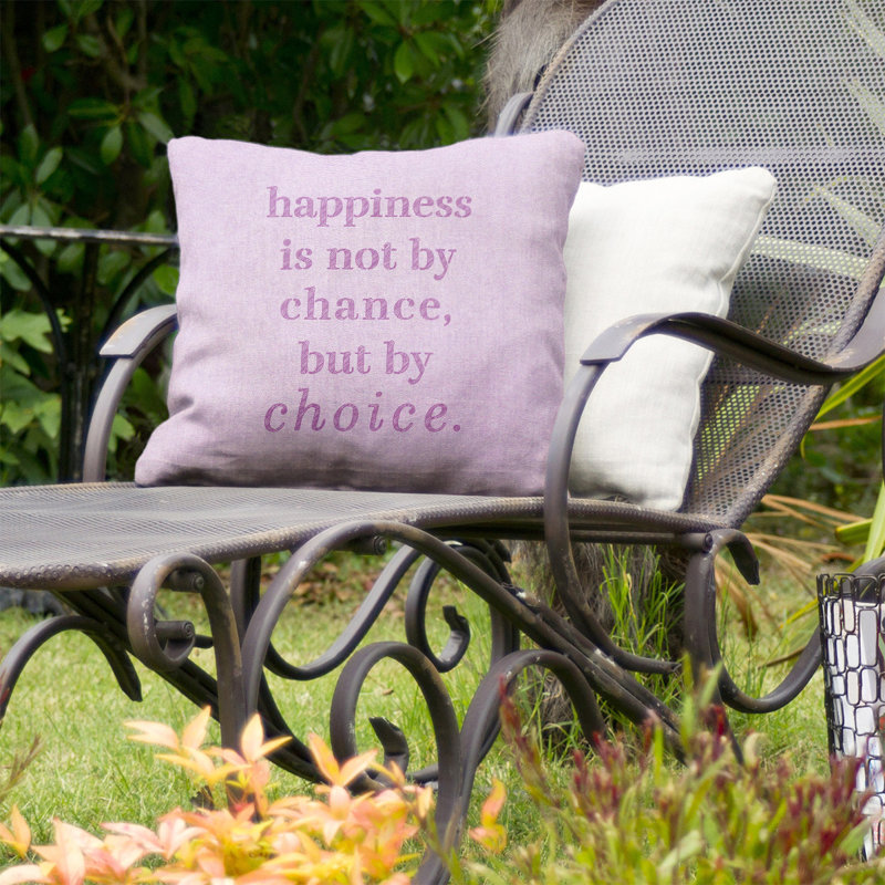 Coussin décoratif intérieur / extérieur Happiness, 20 po x 20 po, Violet
