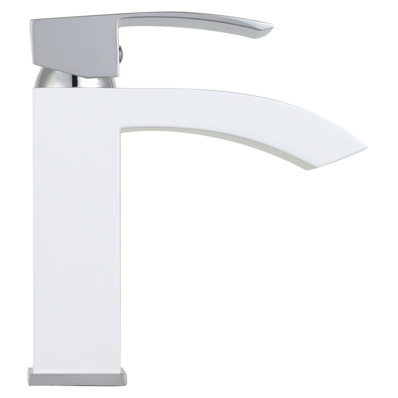 Robinet pour salle de bain à un trou Marella, Blanc mat / chrome poli