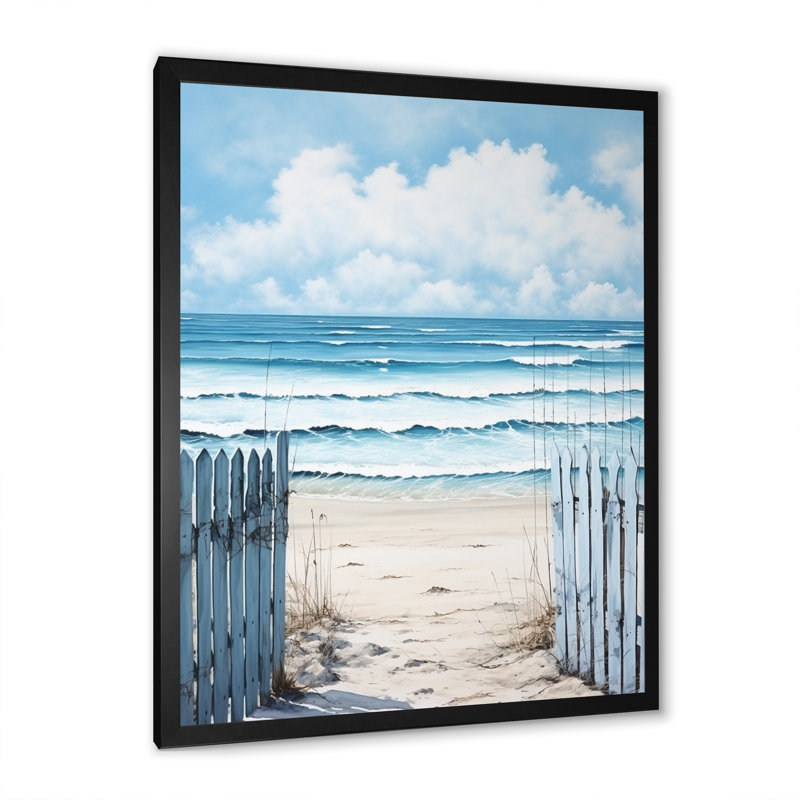 «Aviston Coastal Minimalisme Beach Fence II», reproductions encadrées, Cadre simple noir, H 32 po x l 16 po x P 1 po