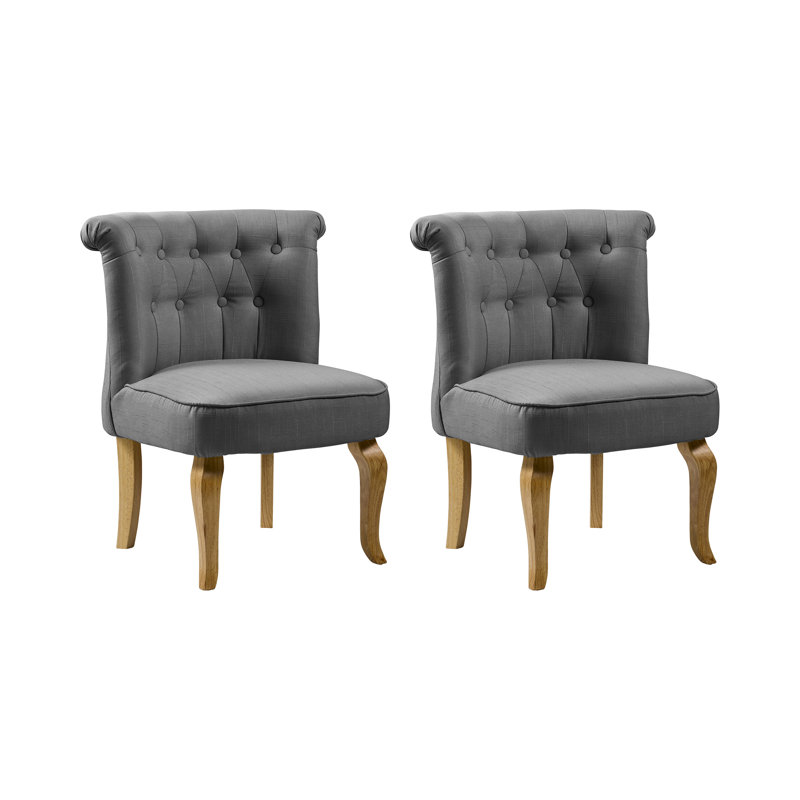 Meriwether Tufted Fabric Upholstered Dining Chair, Grey