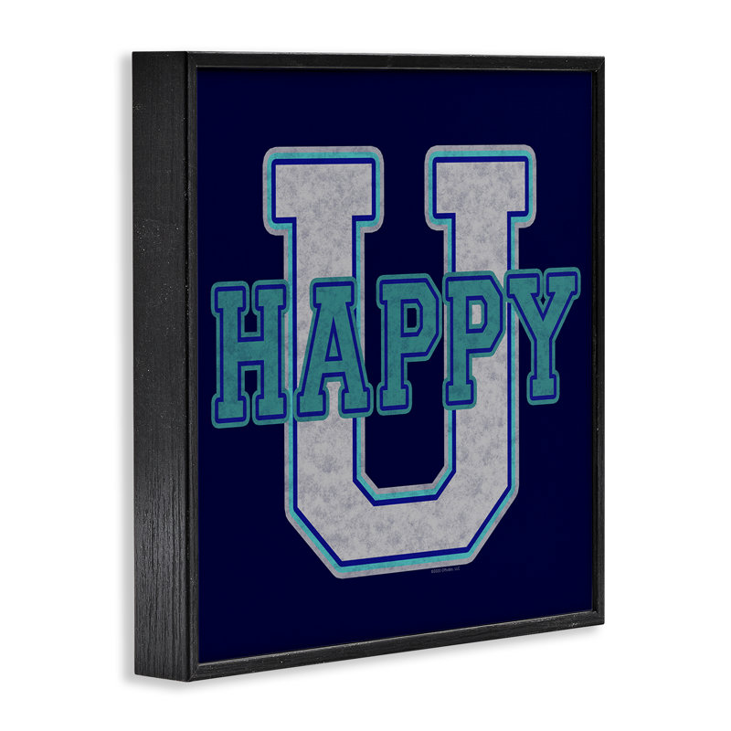 Art giclée Happy U Varsity, Giclée encadrée noir minuit, H 17 po x l 17 po