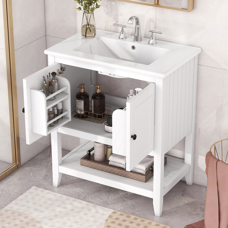 Lavabo de salle de bain 30 po, Blanc
