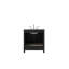Meuble-lavabo simple noir 30 po avec comptoir en céramique blanc brillant, 1 tiroir et 2 portes.