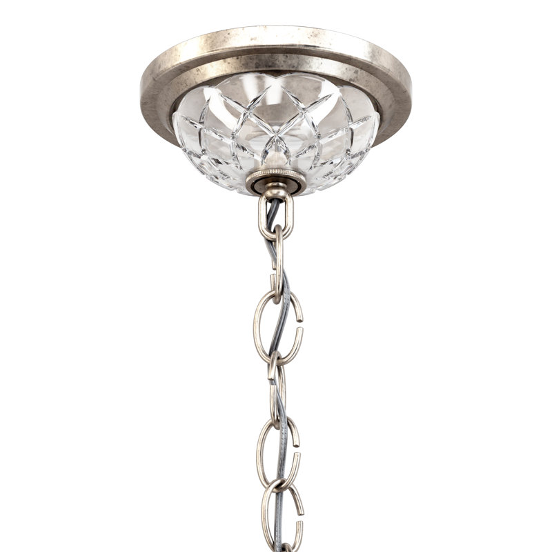 Bagatelle Pendant, Antique Silver, Heritage Handcut Crystal Clear, 12.5" H x 10.5" W x 10.5" D