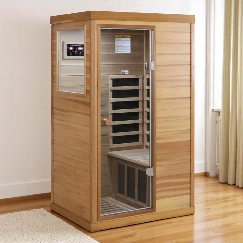 Far Infrared Sauna with 2 Bluetooth Speakers and 1 LED Reading Light for Indoor Use, Left Side Door, Cedar