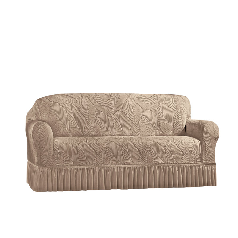 Housse à jupe à volants texturée, Taupe texturé, 46"H x 65"W x 33"D