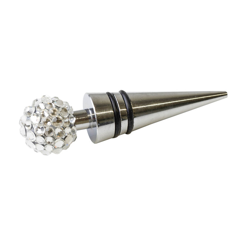 Sparkles Home Rhinestone Wine Bottle Stopper | Hand-Applied Crystal Stones | Chrome Base