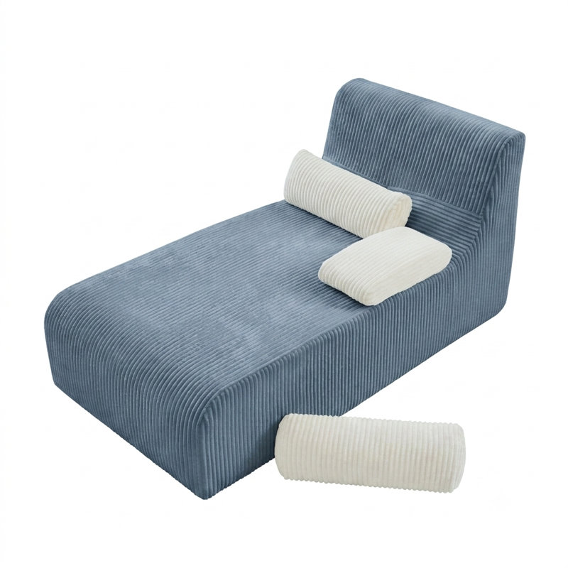Canapé moderne avec méridienne ergonomique, Bleu