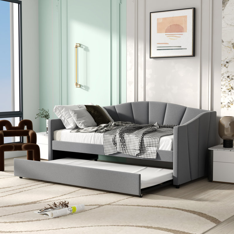 Lit plateforme tapissier Tyrence, gris
