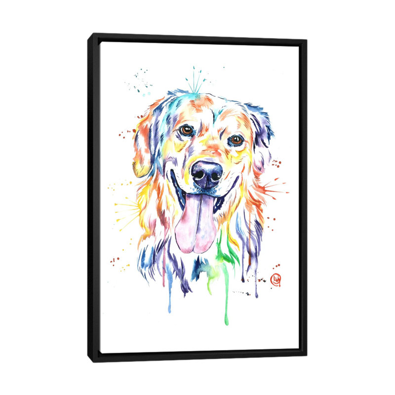 «Golden» par Lisa Whitehouse, impression sur toile, H 26 po x l 18 po x P 1,5 po, Toile avec cadre noir, Pas de tapis