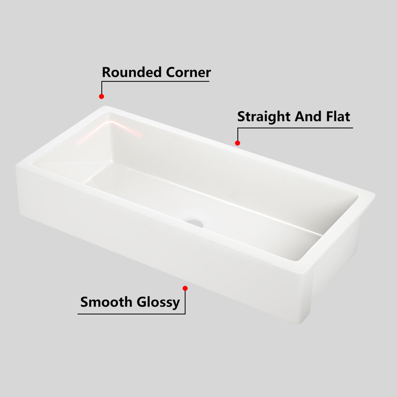 Single Bowl Fireclay Kitchen Sink, 8" H x 37" L x 19" W