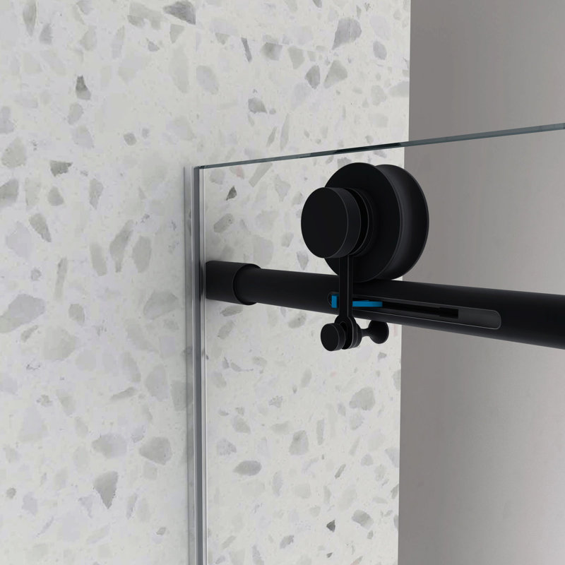 Panneau de douche noir mat 6063 - porte, poulies en acier inoxydable 304 de 70 mm, nettoyage Nano, clôture de salle de bain à fermeture en douceur avec une grande fonction réglable fixe et coulissante, membrane facile à coller,