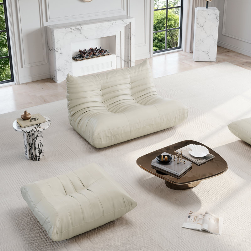Canapé rembourré, canapé Lazy, Similicuir beige