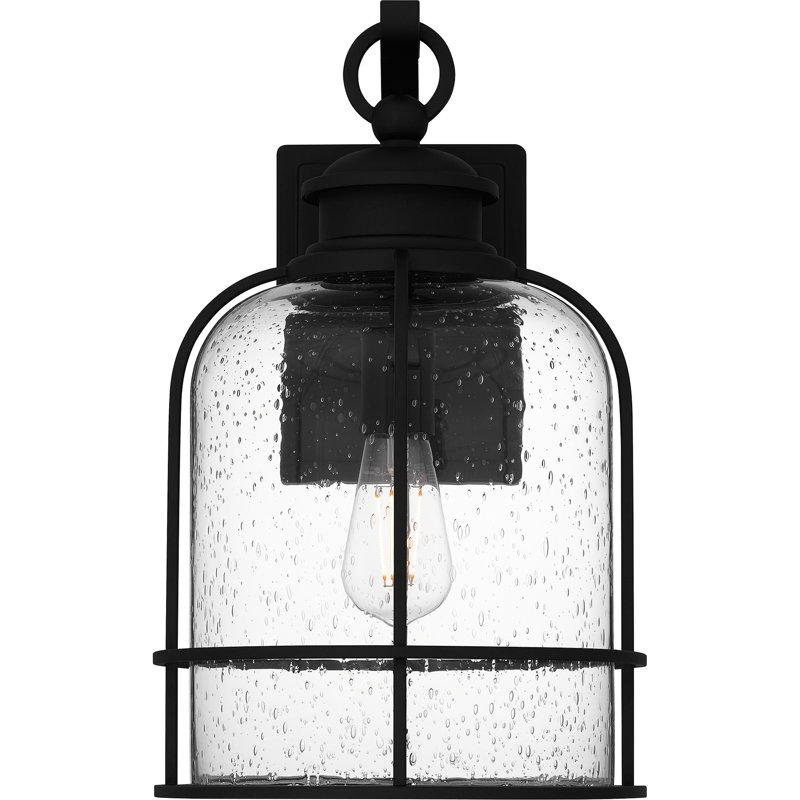 Abrum 1-Light Earth Black Outdoor Wall Lantern, 16.5" H x 10" W x 11" D