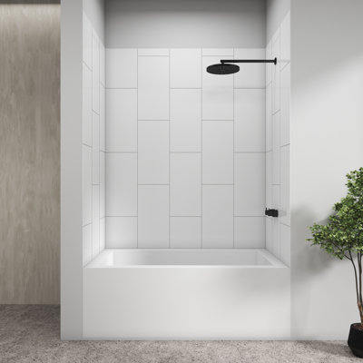60" W x 36" D Matte White SMC 3-Piece Bathtub Shower Wall Panel Surround Set