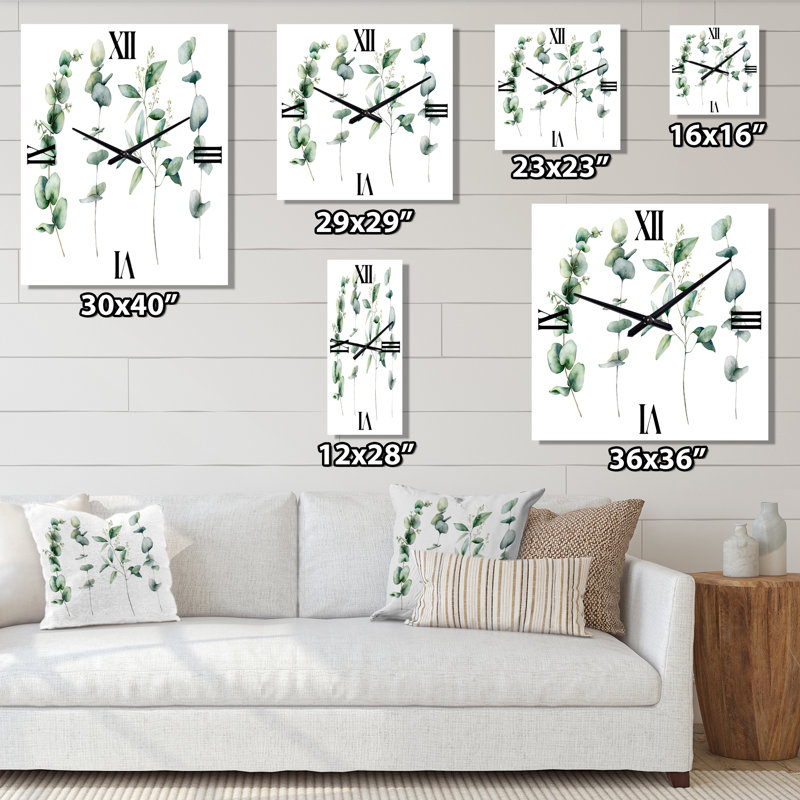 Horloge murale Eucalyptus Branches I, Moyen
