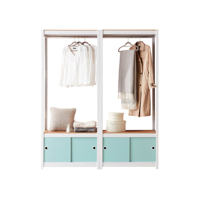 Système de rangement pour garde-robe H 76,9 po x l 32,1 po x P 16,4 po Jacobson, Blanc / menthe