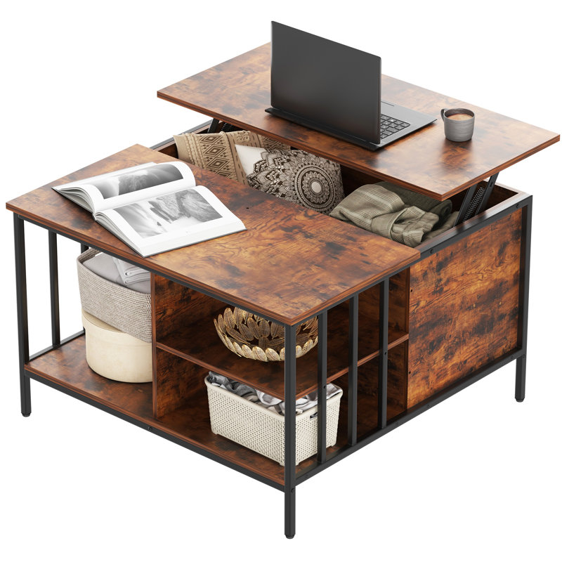 Table basse à plateau relevable avec rangement Farmhouse