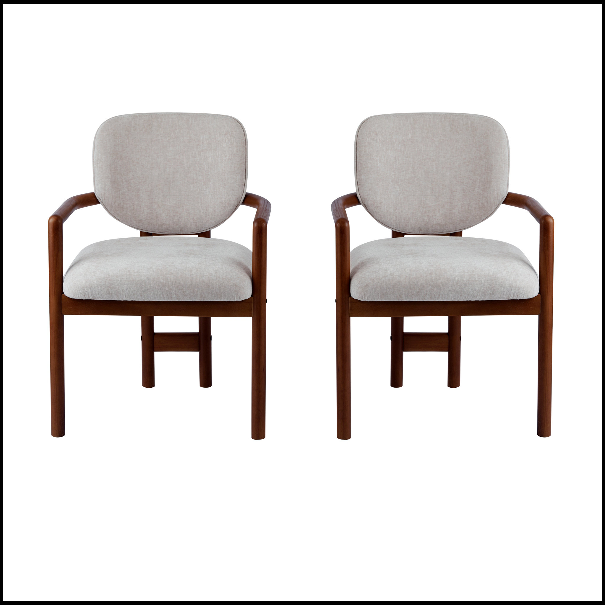 Latitude Run® Dining Chairs Set of 2 with Upholstered Armrests, Beige ...