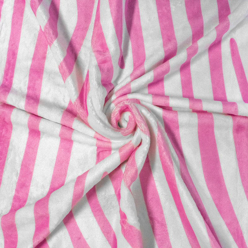  Jeté zébré, Rose / blanc, L 42 po x L 60 po