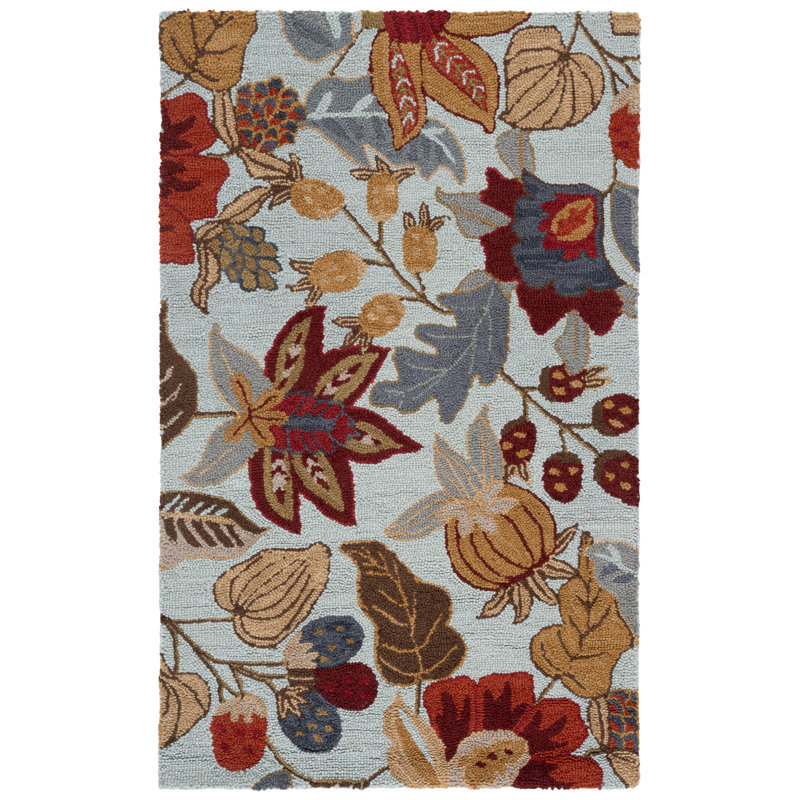 Emrick Hand Hooked Wool Floral Rug, Rectangle 3' x 5'