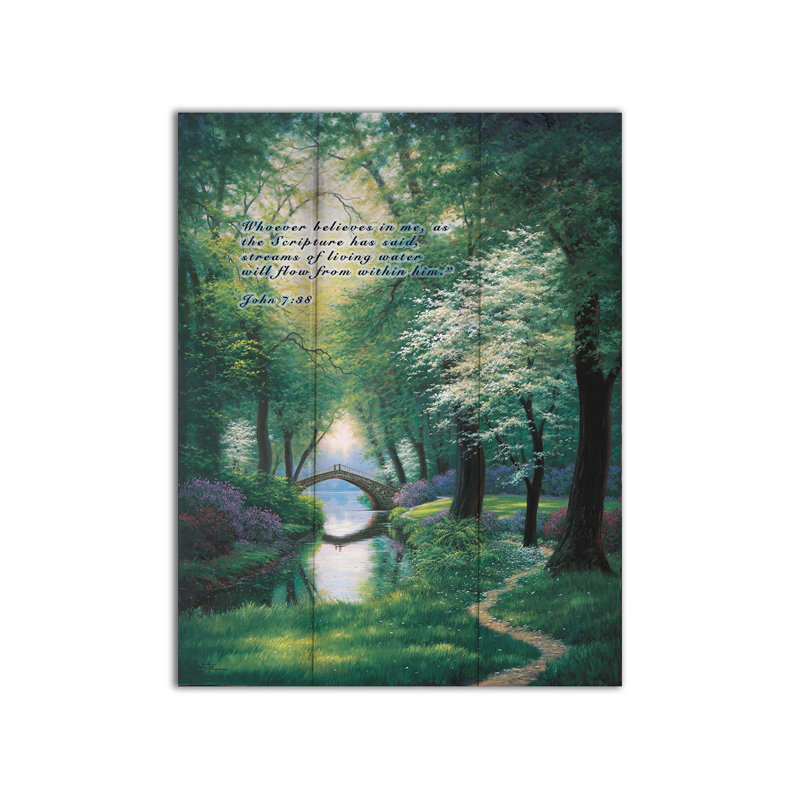 «Beside Still Waters - Verse» par Charles White, Bois, H 30 po x l 20 po x P 1 po, Pas de tapis