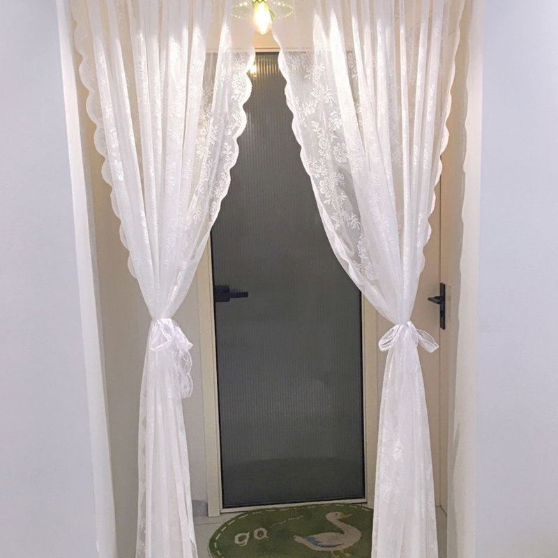 Dentelle, rideaux, gaze blanche, porte d'armoire, rideaux, fenêtre de salon, balcon, sans perforation