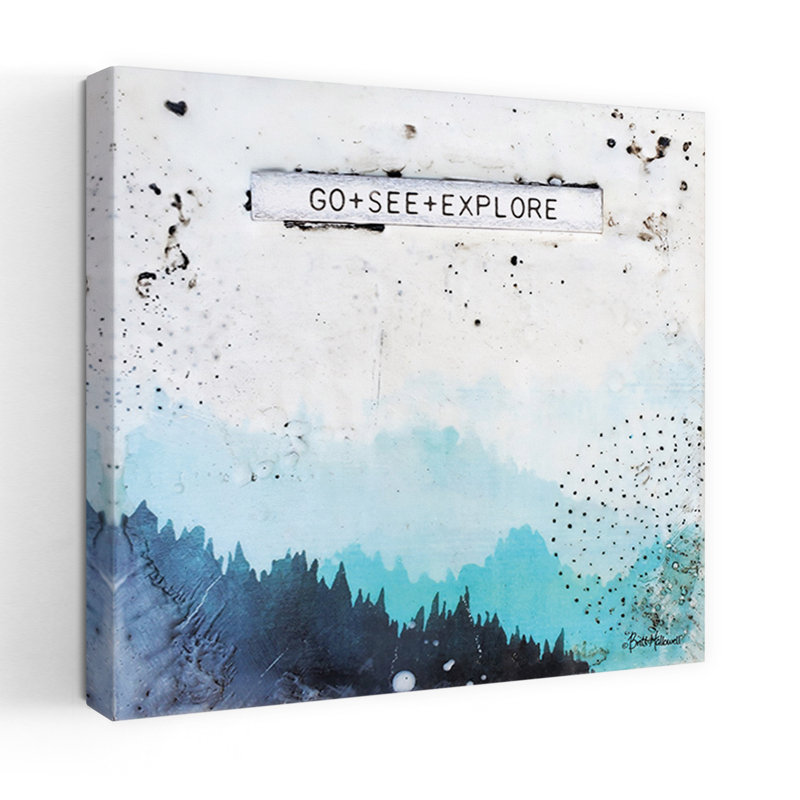 Go Go Explore, paysage abstrait contemporain, art naturel, H 18 po x l 18 po