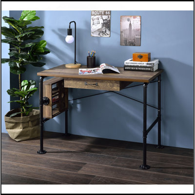 Weathered Oak & Black Finish Writing Desk