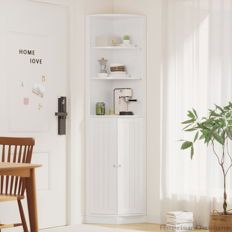 Armoire d'angle de 67 po de hauteur avec tablettes réglables et conception anti-basculement