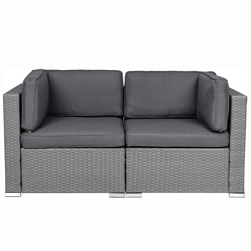 Rister 59'' Wide Wicker with Cushions, Gray