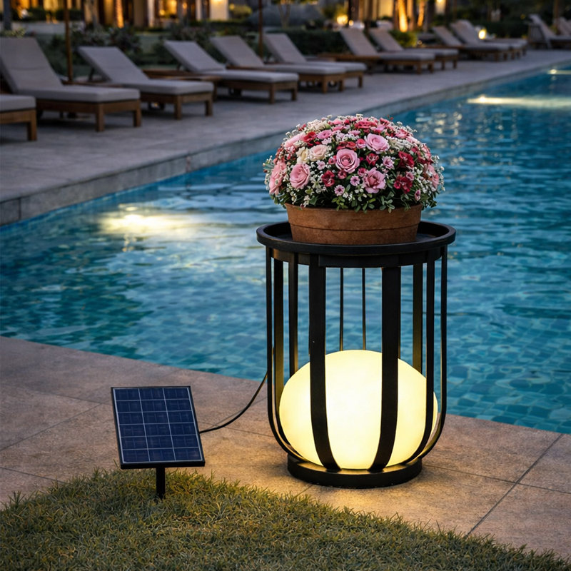 2 in 1 Solar Lights LED Outdoor Floor Lamp Plant Stand Lamp for Garden, Hotel & Backyard , Small