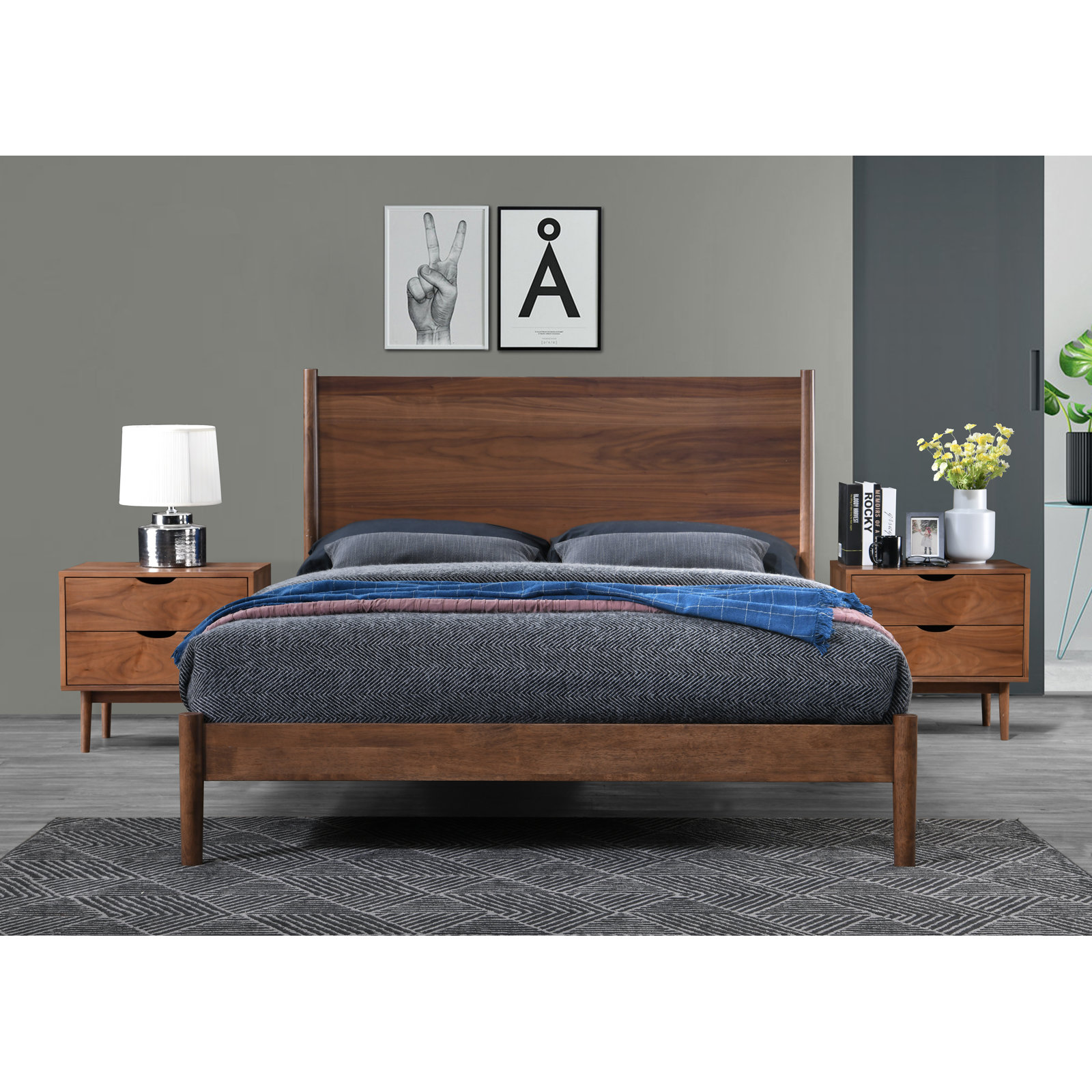 Jacqualine 3-Piece Walnut Bedroom Set, Queen