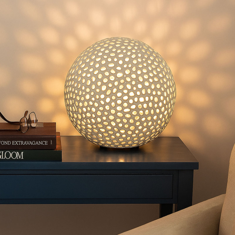 Hainault Resin Table Lamp, Gray