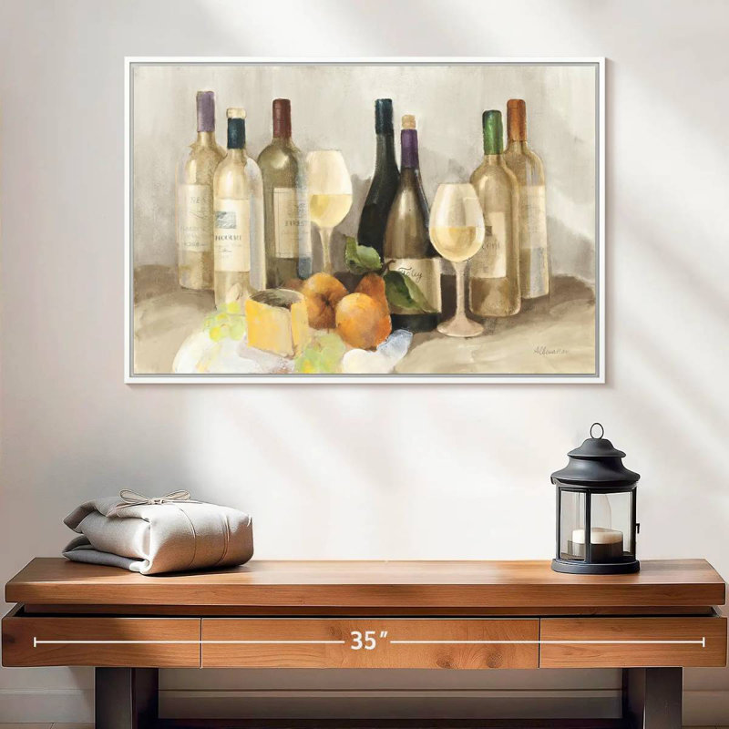 Vin et fruit II - lumière, Cadre flottant blanc, 25 po x 17 po