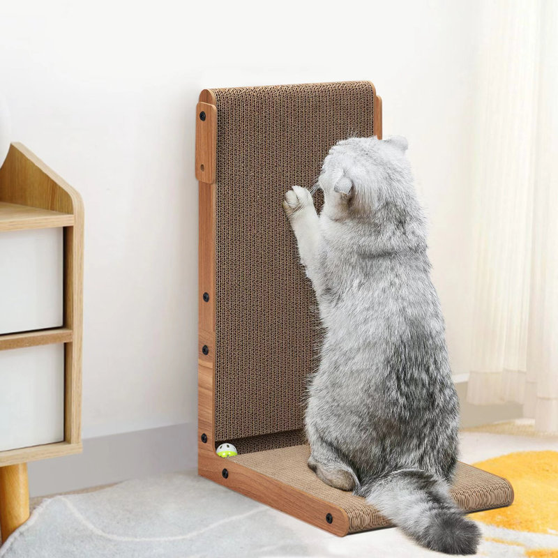 Chariyah L-shaped Cat Scratching Post with Spring Toy