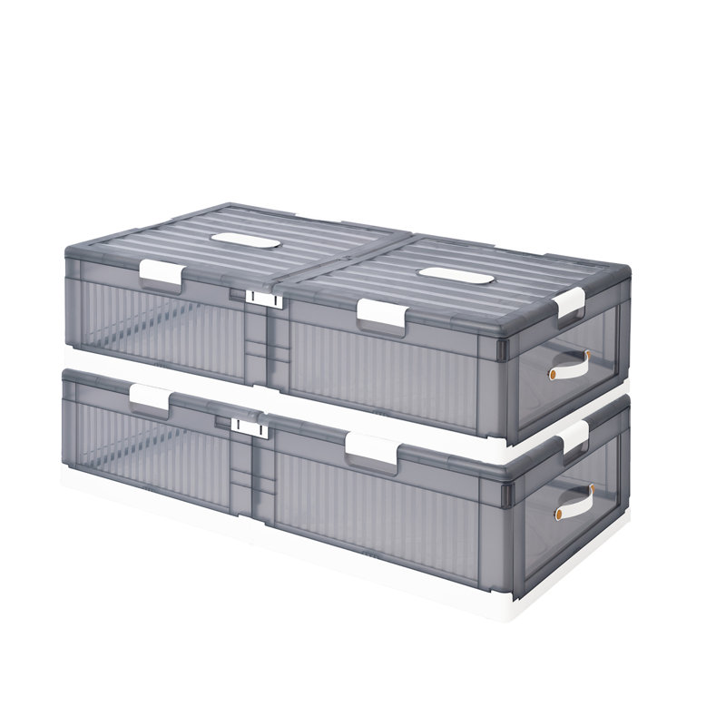 Nikolin Stackable Plastic Underbed Storage Box with Double-Open Lid and Wheels, 9.45" H x 39.4" W x 19.7" D, 2