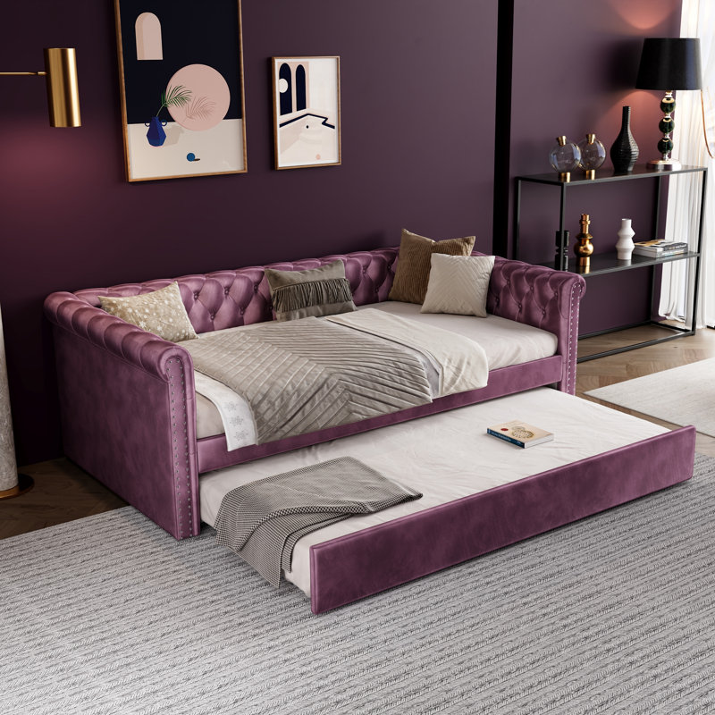 Lahari  Velvet Daybed, Purple
