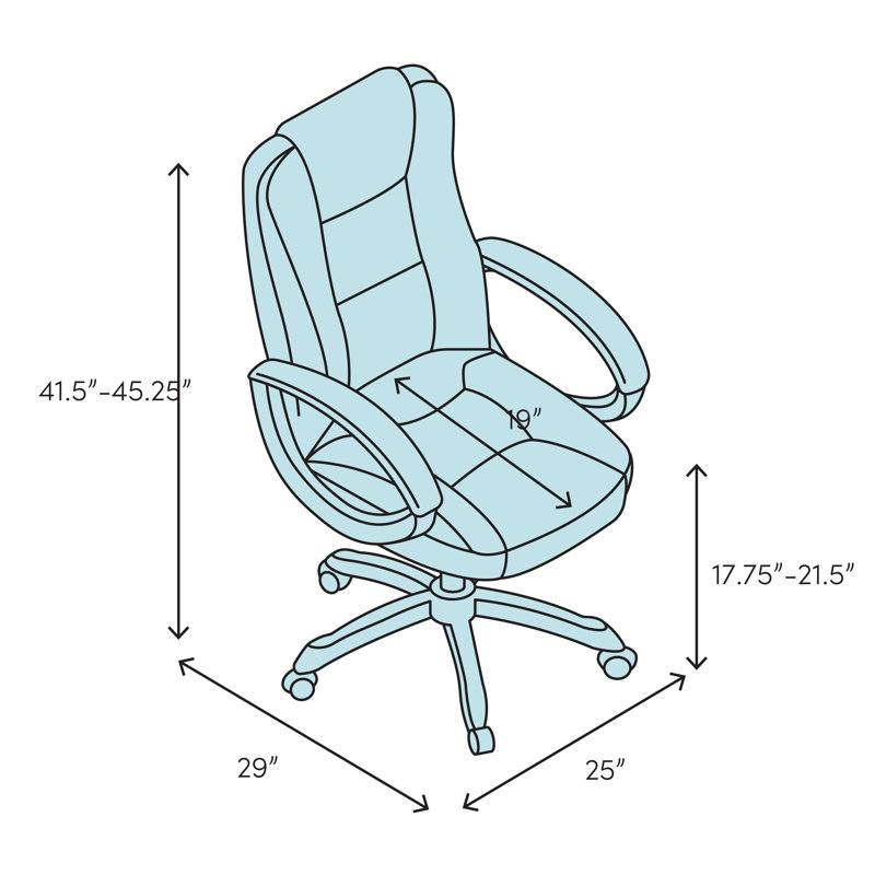 High Back Executive Black Leather Swivel Chair with Padded Arms