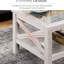 Table basse de salon, plateau en verre trempé avec rangement, 99,7 cm x 55,2 cm, chêne blanc, idéale pour la décoration intérieure