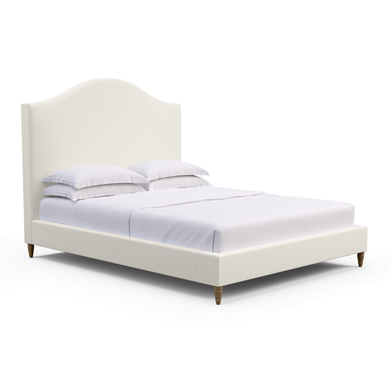 Montague Upholstered Standard Storage Bed, Box Weave Linen Alabaster, Twin, Dark Brown