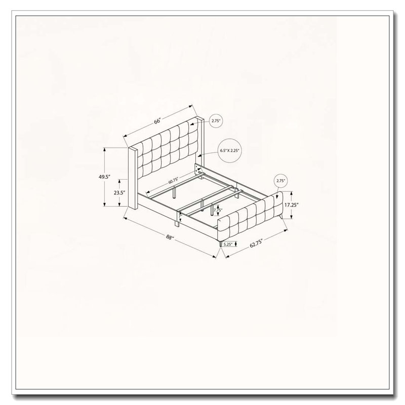 Lit plateforme tapissier en velours