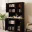 Buffet de cuisine noir avec tablette pour micro-ondes. Vaste espace de rangement, tablettes réglables et four stable de 71 po, 6 portes et 1 tiroir-598832055