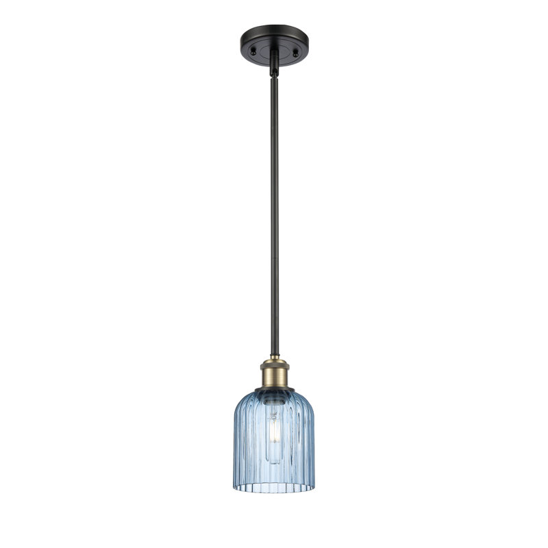 Luminaire suspendu 5 lumières Ballston Addeline, Laiton antique noir, Bleu princesse