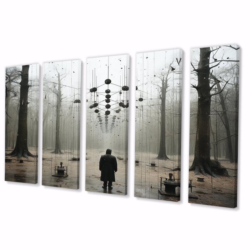 «Dark Forest Mystery», reproduction d'art sur toile - 5 panneaux égaux