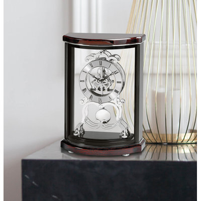 Analog Solid Wood Quartz movement / Crystal Tabletop Clock in Black Brown Chrome