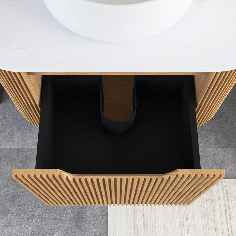 24" Bathroom Wall-Mounted Vanity With Sink, Brown
